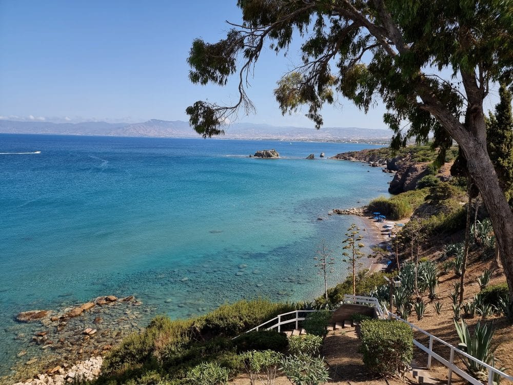 La vista dal ristorante Baths of Aphrodite