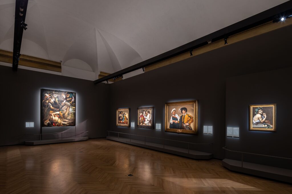 Allestimento mostra Caravaggio Roma 2025