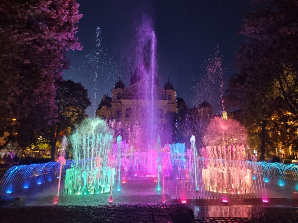 Giochi di luce e acqua a Kosice
